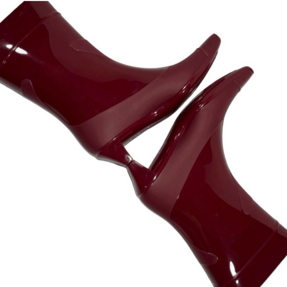 🍒NEW Jeffrey Campbell Drench Kitten Heel Rain Boots in Cerise Gloss, Size 9 - Picture 4 of 11
